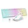 RedThunder K10 Wireless Gaming Keyboard and Mouse Combo RGB Backlit Rechargeable 3800mAh Battery Mechanical Feel Antighosting Keyboard 7D 3200DPI Mice for PC GamerWhite Pudding