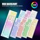 RedThunder K10 Wireless Gaming Keyboard and Mouse Combo RGB Backlit Rechargeable 3800mAh Battery Mechanical Feel Antighosting Keyboard 7D 3200DPI Mice for PC GamerWhite Pudding
