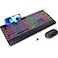LIZRROT Wireless Keyboard and Mouse Combo Dual System RGB Backlit Mouse and Keyboard24G RechargeableFullSized Ergonomic Silent Design with Phone Holder for Windows Mac PC Laptop BlackV2