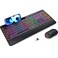 LIZRROT Wireless Keyboard and Mouse Combo Dual System RGB Backlit Mouse and Keyboard24G RechargeableFullSized Ergonomic Silent Design with Phone Holder for Windows Mac PC Laptop BlackV2