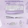 EAYBLLY Wireless Keyboard and Mouse Combo FullSized Ergonomic Wave Keys Keyboard with Memory Foam Wrist Rest Phone Holder 24G Quiet Keyboard Mouse Work Setup for PC Laptop Office or Home Purple