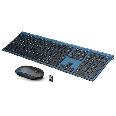 VssoPlor Wireless Keyboard and Mouse Vssoplor 24GHz Rechargeable Quiet FullSize Keyboard and Mouse Combo with Nano USB Receiver for Windows Laptop PC NotebookBlack and Blue