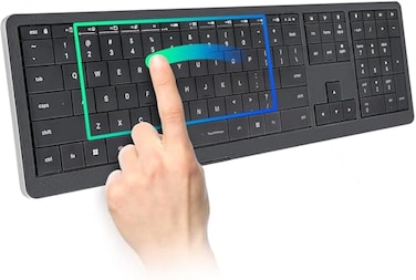 Clevetura CLVX 1 Windows Touch On Keys Gestures AI Keyboard Bluetooth USBC Low Profile Silent Scissor Keys Interactive RGB Aluminum Chassis Compatible with WindowsLinuxAndroid