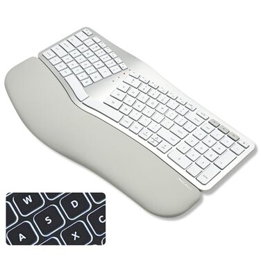 Macally Bluetooth Ergonomic Keyboard Wireless Split Keyboard Carpal Tunnel Comfort Ergo Rechargeable Split Wrist Key Board Backlit Apple 100 Key Layout for MacBook ProAir iMac