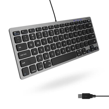 Macally Small USB Wired Keyboard for Mac and Windows 78 Scissor Keys 13 Shortcut Compatible Apple Keyboard Mini Compact USB Computer Keyboard That Saves Space and Looks Great Space Grey