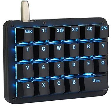 Koolertron 23Key OneHanded Mechanical Keypad Blue LED Backlit Portable Mini OneHanded Mechanical Gaming Keypad 23 Fully Programmable Keys