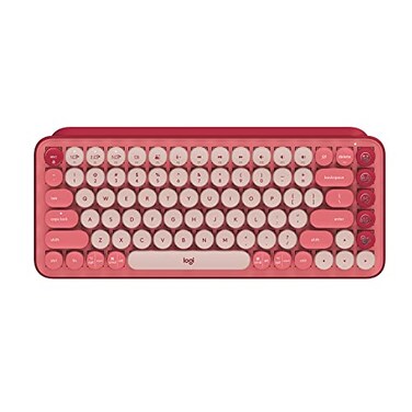 Logitech POP Keys Mechanical Wireless Keyboard with Customizable Emoji Keys Durable Compact Design Bluetooth or USB Connectivity MultiDevice OS Compatible Heartbreaker Rose