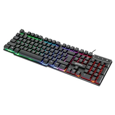 MANHATTAN RGB LED USB Gaming Keyboard Full Size Rainbow Backlight SpillResistant Quiet Keystrokes 12 Multimedia Function Keys for Computer PC Desktop Gamer 180603