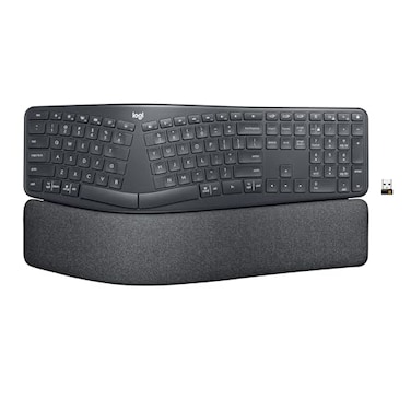 Logitech Ergo K860 Wireless Ergonomic Keyboard Split Keyboard Wrist Rest Natural Typing StainResistant Fabric Bluetooth and USB Connectivity Compatible with WindowsMac Black