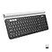 Logitech K780 MultiDevice Wireless Keyboard for Computer Phone and Tablet Flow CrossComputer Control Compatible Speckles White