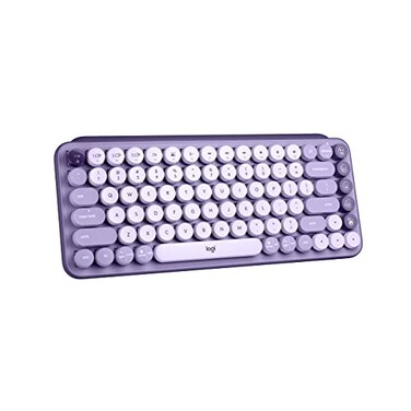 Logitech POP Keys Mechanical Wireless Keyboard with Customizable Emoji Keys Durable Compact Design Bluetooth or USB Connectivity MultiDevice OS Compatible Cosmos