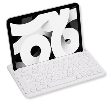 Macally Bluetooth Keyboard for Tablet Wireless Keyboard for iPad miniAirMini iPhone MultiDevice Builtin Stand Rechargeable Easy to Use and Cute Portable White