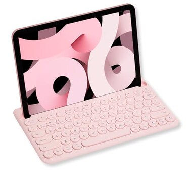 Macally Bluetooth Keyboard for iPad Wireless Keyboard for Tablet iPhone MultiDevice Builtin Stand Rechargeable Easy to Use and Cute Portable