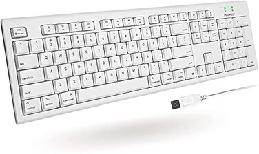 Macally FullSize USB Wired Keyboard for Mac MiniPro iMac Desktop Computer MacBook ProAir Desktop w 16 Compatible Apple Keyboard with Numeric Keypad Rubber Domed Keycaps Spill Proof
