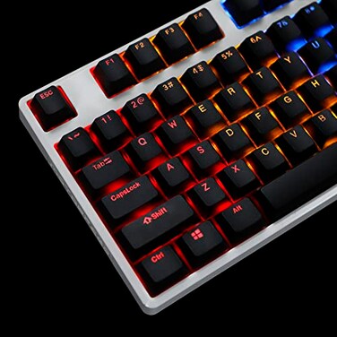 YMDK Black White Cherry Profile PBT Double Shot 104108 ANSI ISO Top Print Shine Through Translucent Backlit Keycap Set for MX Mechanical Keyboard Only Keycap Black