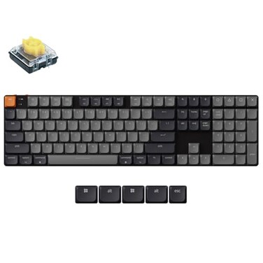 Keychron K5 QMK Custom Mechanical Keyboard UltraSlim Full Size 104 Keys Wireless Gaming Keyboard LowProfile Banana Switch with RGB Backlits for Mac Windows Version 2