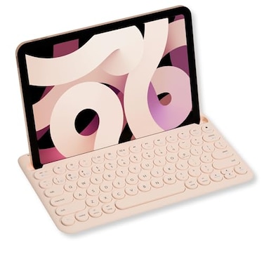 Macally Bluetooth Keyboard for Tablet Wireless Keyboard for iPad miniProAir iPhone MultiDevice Builtin Stand Portable Rechargeable Boba Brown