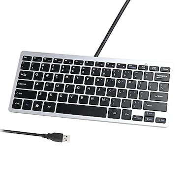 Powboro Upgraded PC Computer Laptop Mini USB Wired Keyboard for Mac and Windows 78 Scissor Keys Small Super Thin Compact Multimedia Keyboard
