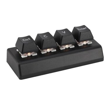 VBESTLIFE Mini 4 Keys Copy Paste Enter Macro Keypad C V Enter Shortcut One Handed Mini Mechanical Keypad Support NKRO Red Switch Programmable Keyboard for Working and Gaming