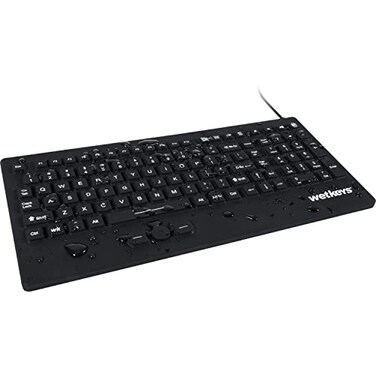 WetKeys RuggedPoint IndustrialGrade HeavyDuty FullSize Washable Keyboard with TrackPointer and ONOff Switch USB Black KBWKRC105SPiBK