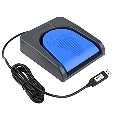 iKKEGOL Upgraded USB Single Foot Pedal Switch Control One Key Footswitch Program Customized Computer Keyboard Mouse Game Action HID Blue Pedal