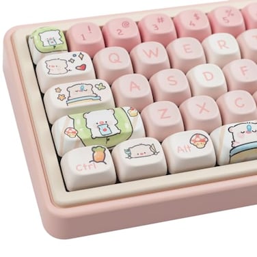 Hyekit PBT Keycaps 145 Keys MOA Profile Pink Pig Keycaps DyeSublimation Cute Keycap Set for Cherry Gateron MX Magnetic Switches Mechanical Keyboard