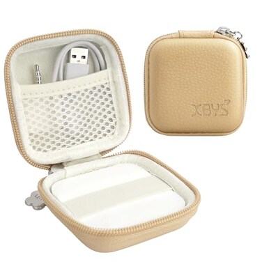 Linpr Card Reader Case for Square Contactless Chip Reader 1st2nd Gen Mini Hard Shell Carrying Bag Fits Credit Card Scanner USB Cables Small Accessories Light Khaki