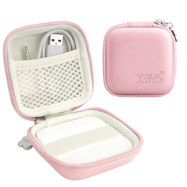 Linpr Card Reader Case for Square Contactless Chip Reader 1st2nd Gen Mini Hard Shell Carrying Bag Fits Credit Card Scanner USB Cables Small Accessories Pink
