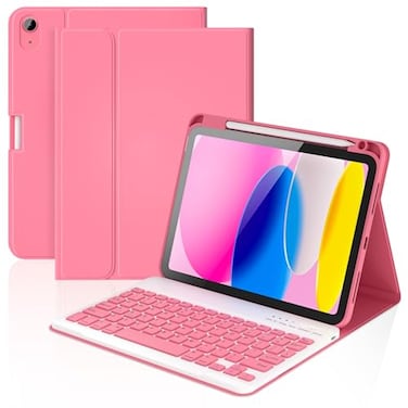 KBCASE for iPad 11th 10th Generation Case with Keyboard Detachable Wireless Keyboard Case for iPad A16 11 inch 202510th Gen 109 inch 2022 with Pencil Holder Hot Pink