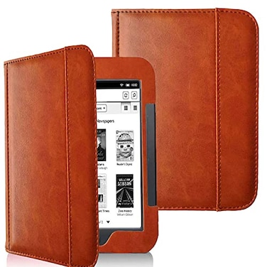 AFesar Fesar Barnes Noble Nook Simple Touch eBook Reader GlowLight Cover Case Folio Premium PU Leather Pocket Cover for Nook 23 Ebook Case Brown