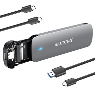 ELUTENG M2 NVMe SATA SSD Enclosure USB 32 Gen 2 10GbpsM2 SSDs Reader Adapter ToolFree Dual Protocol MKeyBM Key External Adapter Aluminum Case