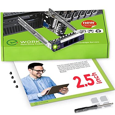 WORKDONE 25 Hard Drive Caddy Compatible for Dell PowerEdge Servers 14th Generation R440 R640 R740 R740xd R840 R940 R6415 R7415 R7425 Bright LED SSD SAS SATA NVMe Tray Setup with Manual