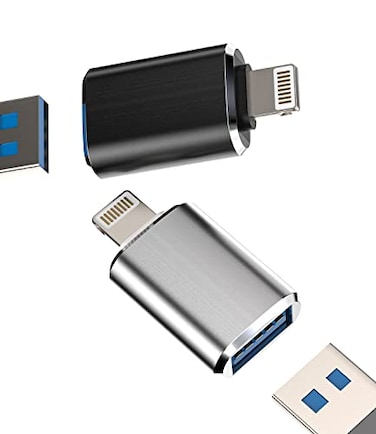 HOYULLI iPhone OTG Adapter Lightning Male to USB Female Dongle2Packfor 14 13 11 12 Pro Max Xr X Xs 8 7 Se Plus for iPad Air Camera Card Reader USB Flash Drive Mouse Keyboard Hub MIDI Piano Converter U