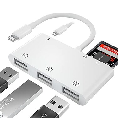 Anytrox USB Camera Adapter for iPhone with SD TF Card Reader and Charging for iPhone 1413 Pro12 iPad