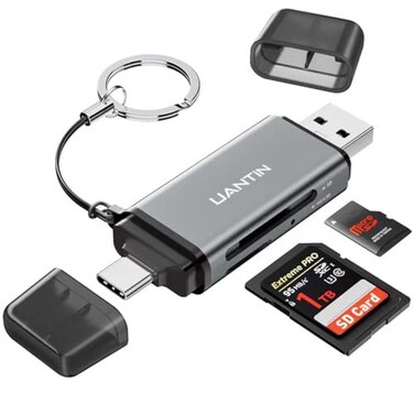 UANTIN SD Card Reader USB C Dual Slots USB A USB C Memory Card Adapter for MicroSD SDHC SDXC Simultaneous Read Write Slot Compatible Laptop iPhone 17 MacBook NeoProAir iPad Pro Android
