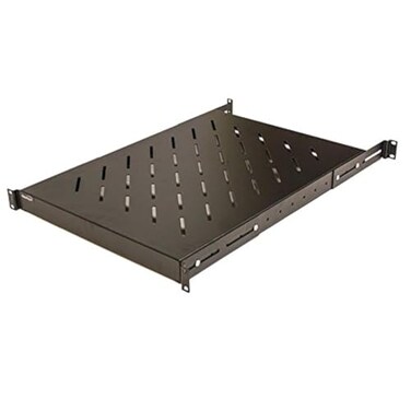 NavePoint Navepoint 1U 19Inch Fixed 4Post Rack Mount Server Shelf with Adjustable Depth from 1834 Inch Black