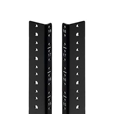 NavePoint 18U Vertical Rack Rail Pair DIY Kit with Hardware Black