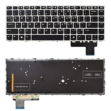 SUNMALL Keyboard Replacement Compatible with HP Elitebook Folio 9470m 9480m Series Laptop with Silver Frame No Pointer with Backlit US Layout