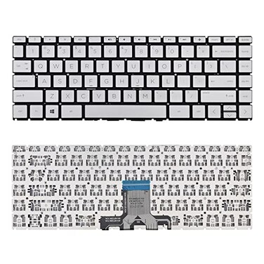 SUNMALL Replacement Keyboard Compatible with HP 14CK 14CD 14CM 14DG 1 Black US Layout Silver Without Backlit