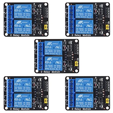 DWEII 5pcs 5V 2 Channel 5V Relay Module with Optocoupler Low Level Trigger Expansion Board Compatible with R3 MEGA 2560 1280 DSP ARM PIC AVR STM32 Raspberry Pi