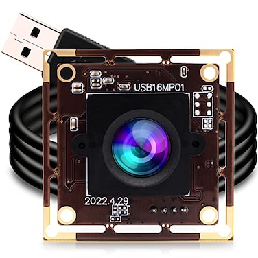 ELP 16 Megapixel USB Camera Module with 75degree No Distortion Lens 3496P 6K Embedded Webcam Board for Computer 16mp CMOS IMX298 USB20 Video Raspberry Pi Web PC Camera for 3D printer BarQR Code Scan