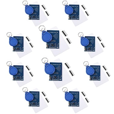 AITIAO 10Pcs RFID Kit Mifare RC522 RF IC Card Sensor Module MFRC522 RFID Reader Module Key Ring S50 White Card for Raspberry Pi