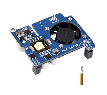 waveshare Power Over Ethernet PoE HAT for Raspberry Pi 4B3B IEEE 8023afCompliant 5V 25A DC Output PoE HAT Onboard Cooling Fan Compatible with Raspberry Pi Official 4B3B Case