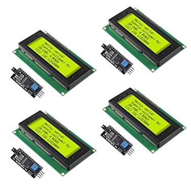 Shutao 4Pcs Electronics LCD2004 Module Display Monitor LCD2004 2004 20X4 5V Character Yellow Green Color LCD Screen LCD Display with IIC I2C Serial Interface Adapter Module