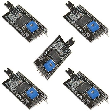 ANMBEST Anmbest 5PCS IIC I2C Serial Interface Board LCD1602 LCD2004 Blue Backlight LCD Display Adapter Plate PCF8574 Expansion Board for Arduino UNO R3 MEGA DIY Kit