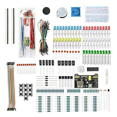 DEYUE 458 Electronic Starter Fun Kit for Arduino Raspberry Pi Basic Electronics Components Starter Kit Power Supply Module Jumper Wire Great Range of Resistors Breadboard 400 TiePoint