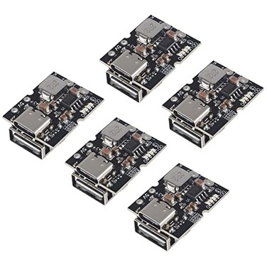 D-FLIFE DFLIFE 5pcs TypeC USB 5V 2A Boost Converter StepUp Power Module Lithium Battery Charging Protection Board Display USB for DIY Welding