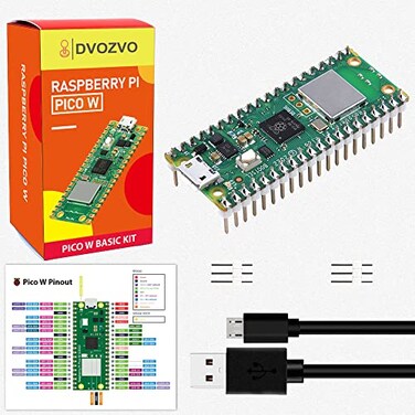 DVOZVO Raspberry Pi Pico W with PreSoldered Pin Headers Raspberry Pi RP2040 Chip WiFi Wireless ConnectivityPico WH with USB Cable