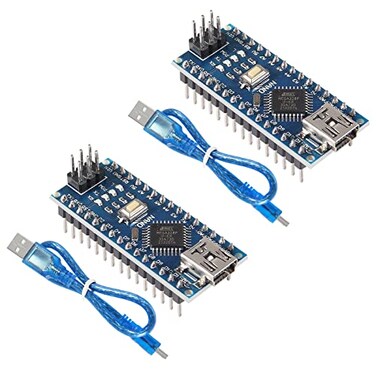 DWEII 2PCS for Nano V30 ATMEGA328P Module CH340C Chip 5V 16MHz Mini USB MicroController Board with 2PCS Mini USB Cable Compatible with Arduino