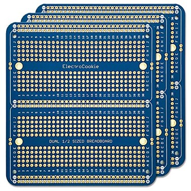 ElectroCookie Solderable Breadboard PCB Double Column Board for Electronics Projects Compatible for DIY Arduino Soldering Projects GoldPlated 3 Pack Blue